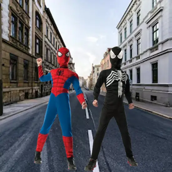 Reversible Deluxe Child Spiderman Costume Venom Symbiote Superhero Outfit Mask Included {1}
