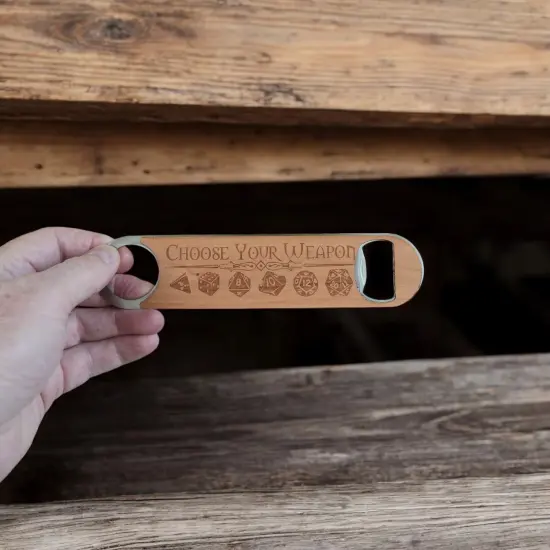 Wooden Bottle Opener - Choose your Weapon {2}