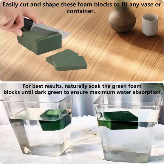7 Pack Floral Foam Blocks, Round Foam & Block Foam Set, Green Wet & Dry Flower Foam for Fresh & Artificial Flower Arrangement, Florist Supplies for DIYs, Arts, Crafts & Weddings {3}