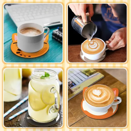 24 Pcs Cat Wooden Coasters Painting Set with Markers Unfinished {2}
