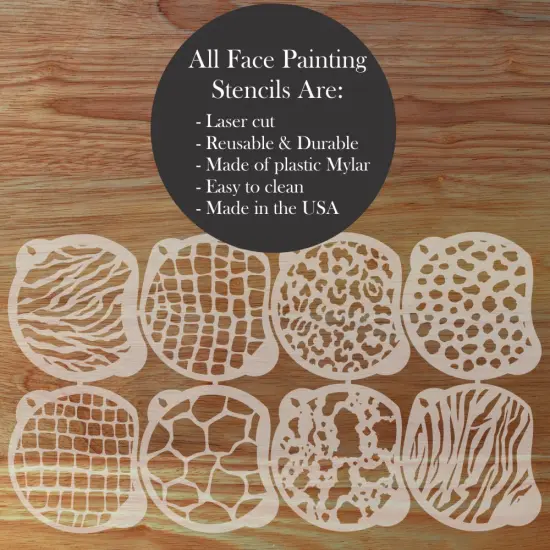 Animal Print Face Painting Stencil Set | Perfect for Face Painting, Temporary Tattoos, Birthday Party | Designer Stencils | {2}
