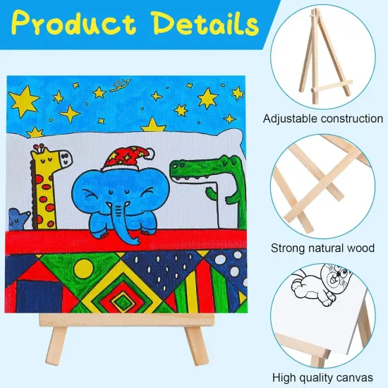 48 Pcs Kids Paint Party Favors Sets with 12 Pcs Pre Drawn Canvas Panel {3}