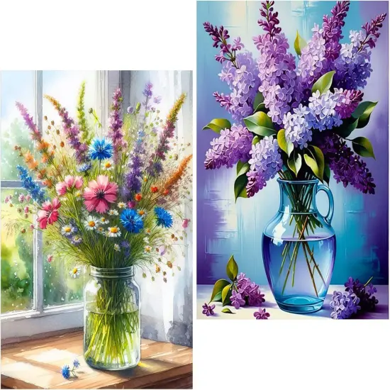 2 Pack Flowers Diamond Art Kits for Adults {1}