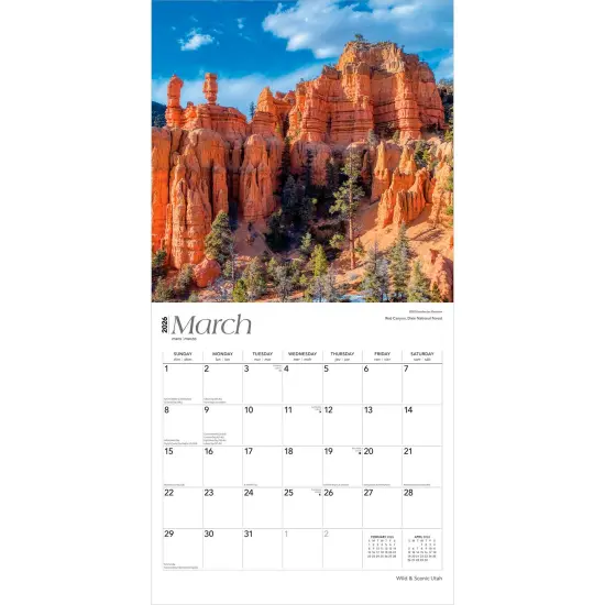 Utah Wild & Scenic | 2026 12 x 24 Inch (Hanging) Monthly Square Wall Calendar | Plastic-Free {3}