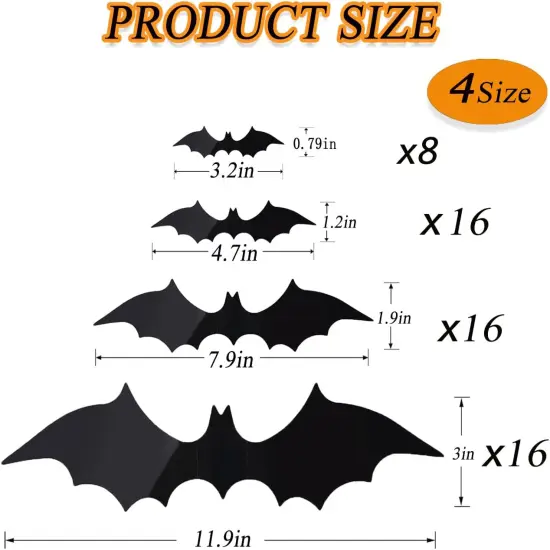 56Pcs Bats Wall Halloween Decorations {4}