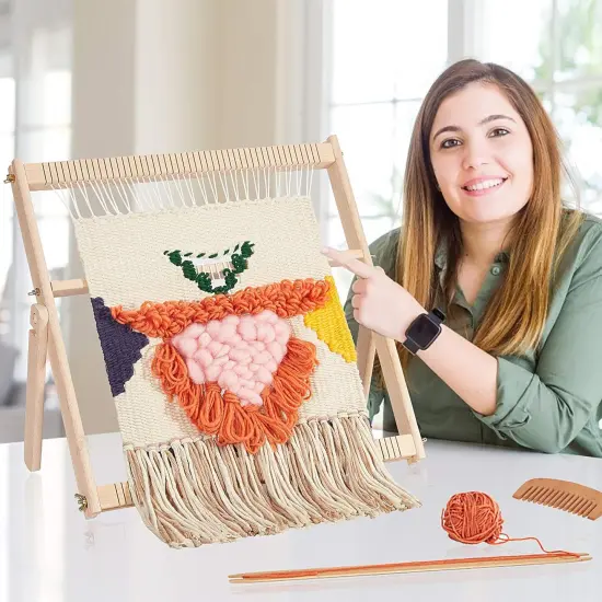 16.5" L x 15.7" Weaving Wooden Loom Kit Ideal for Kids, Beginners {5}