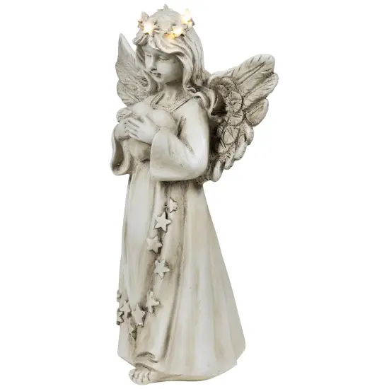 Northlight LED Lighted Angel Holding Heart Statue - 11.75" Beige {6}