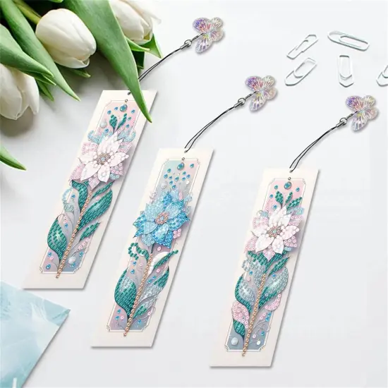 3pcs Flower Diamond Painting Bookmark Kits for Adult {5}