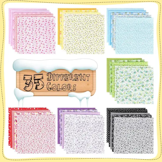 35 Pcs 100% Cotton Fabric Quilting Patchwork Fabric Fat Quarter for Sewing {2}