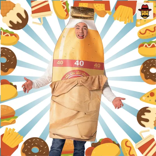 Brown Bag Bottle Costume Beverage Foam Tunic Photo Print Funny Adult Halloween Party Outfit {6}