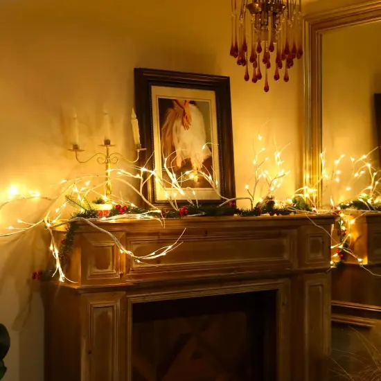 9FT Birch Garland with Lights Remote Control for Christmas {3}