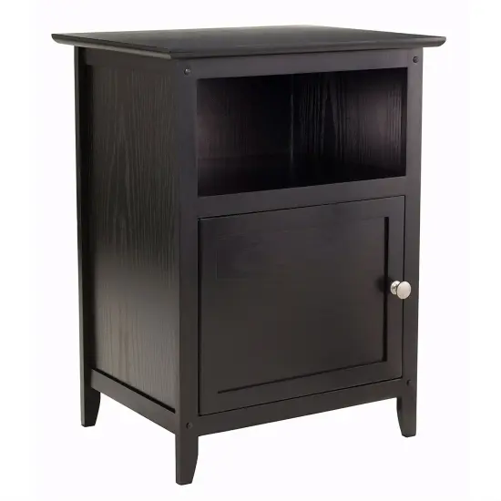 Wood Shaker End Table Nightstand with Shelf and Storage Cabinet Black {4}