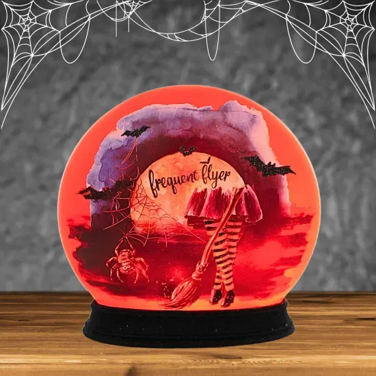 Stony Creek 7.0 Inch Frequent Flyer Pre-Lit Round Orb Halloween Lighted Glass Accent , Halloween Decor WITCHES LEGS {4}