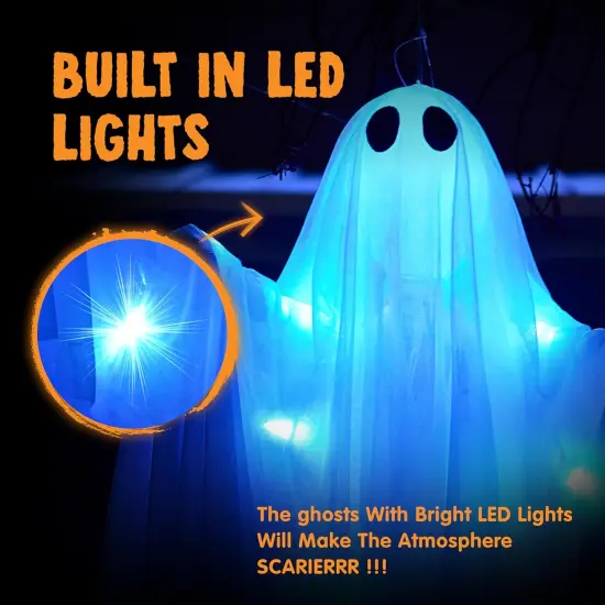 2 Pcs 47&rdquo; Halloween Hanging Light up Ghost {2}