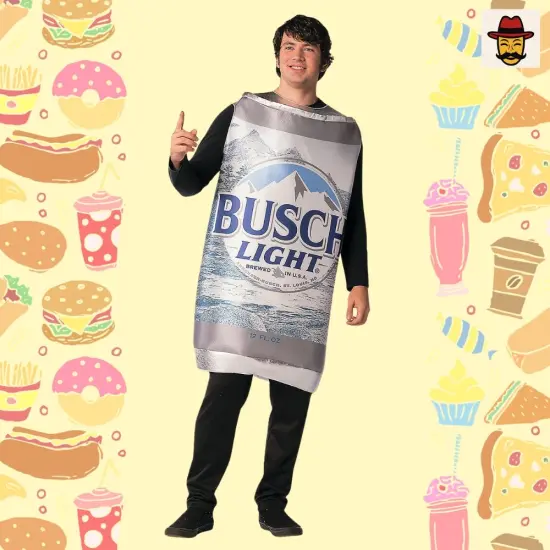 Busch Light Beer Can Costume Foam Tunic Photo Print Funny Adult Halloween Party Outfit {1}