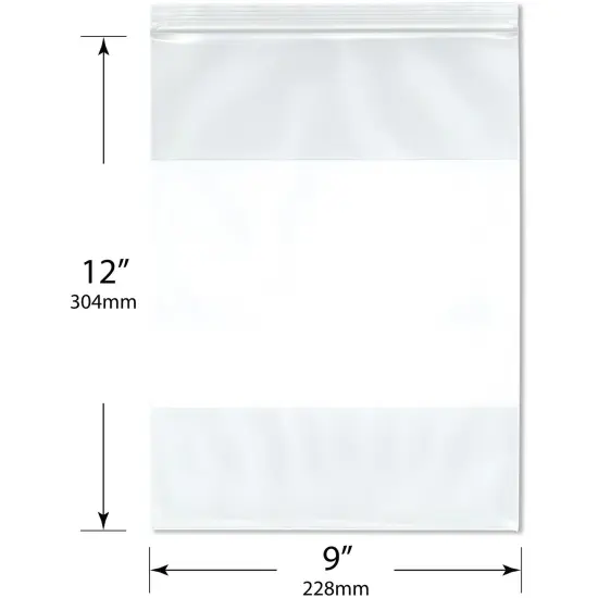 Plymor 9" x 12" (Pack of 100), 6 Mil Industrial Duty White-Block Zipper Reclosable Plastic Bags {3}