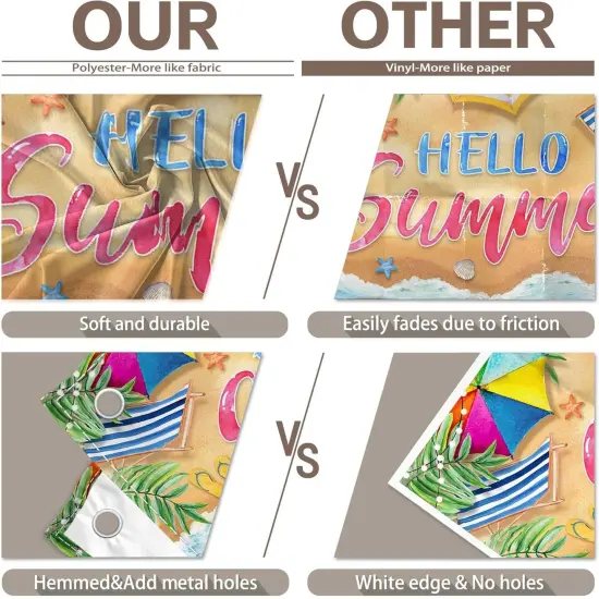 Hello Summer Backdrop Summer Hawaiian Beach Ocean Photography Background Tropical Sea Coastal Banner Party Decorations Photo Booth Props {4}