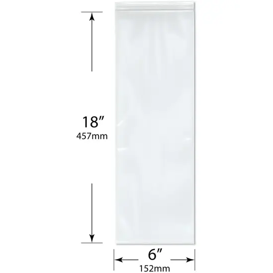 Plymor 6" x 18" (Pack of 50), 6 Mil Industrial Duty Zipper Reclosable Plastic Bags {3}