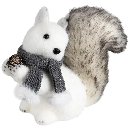 Northlight Sitting Squirrel with Frosted Pinecone Christmas Figurine - 8" White {6}