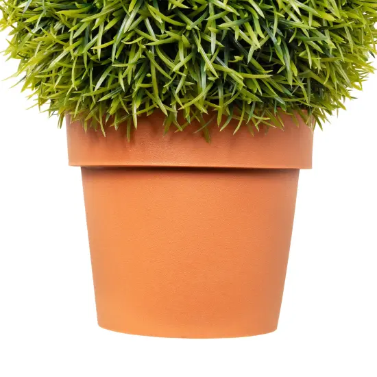 Northlight Potted Two-Tone Artificial Grass Ball Topiary Plant - 18" Green {5}