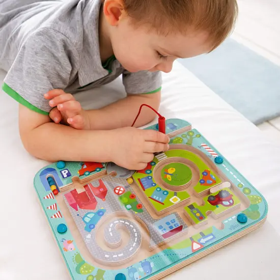 HABA Busy Board for Toddlers 2-4: Town Magnetic Maze Puzzle Game - Toddler Travel Toys for Preschoolers Multicolor {7}