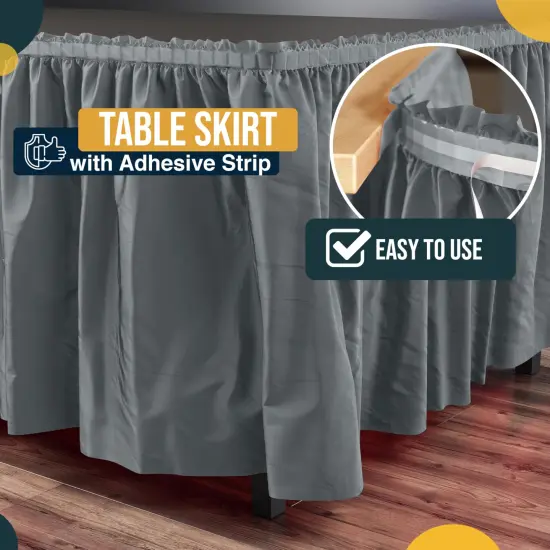 Ruffle Disposable Table Skirt 14 Ft Long Pleated Table Skirts with Adhesive Strip &ndash; Fits 6ft+ Rectangle or Round Tables &ndash; Ideal for Birthday Parties, Gender Reveal, Baby Showers & Event Decorations 6 pack by Exquisite Silver {3}