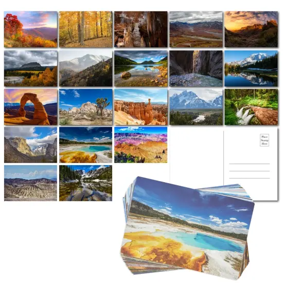 40 Pack Postcards of National Park Scenery - 6x4 Inches, US Postcards for Mailing, Travel Souvenir Cards, Retro Scenic Views, Blank Back for Writing Messages Multicolor {1}