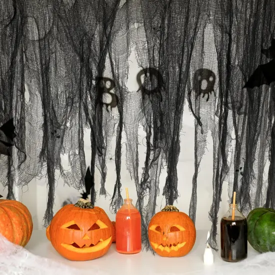 200" x 59" Halloween Spooky Cloth - Black Creepy Spooky Halloween Decorations {1}
