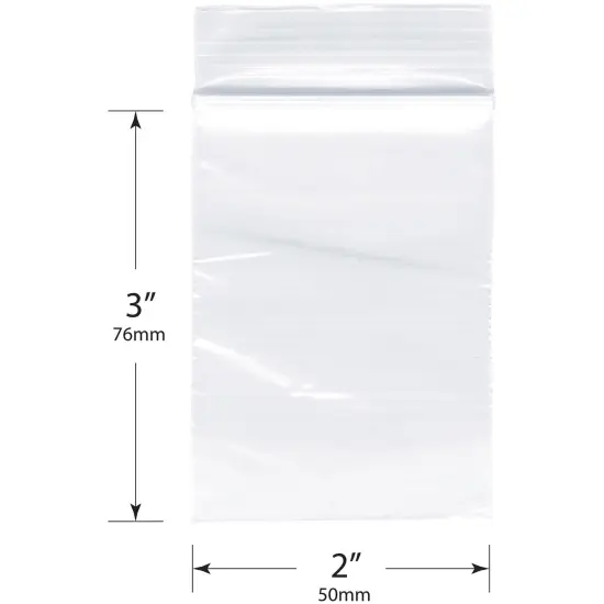 Plymor 2" x 3", 2 Mil Zipper Reclosable Plastic Bags {3}