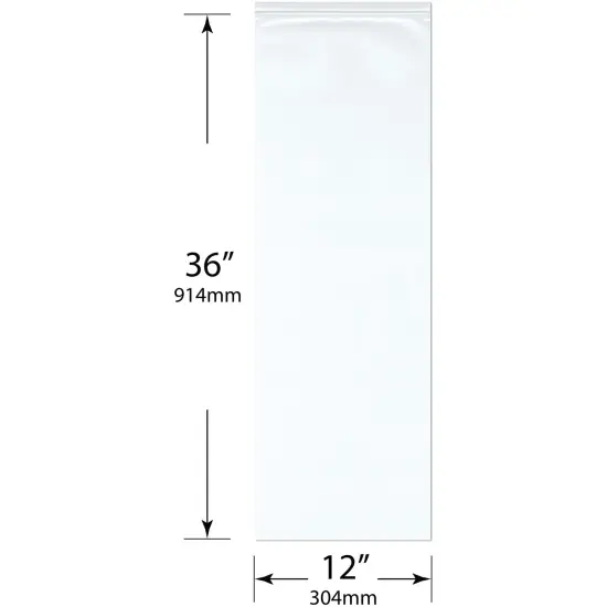 Plymor 12" x 36" (Pack of 50), 4 Mil Heavy Duty Zipper Reclosable Plastic Bags {3}