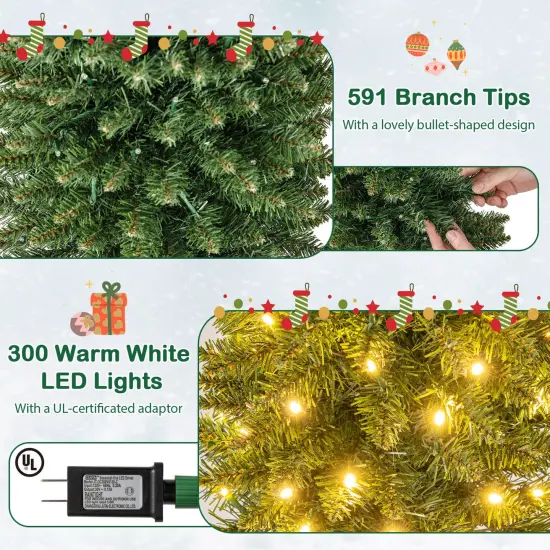 Costway 5/6/7/99 FT Pre-Lit Pencil Christmas Tree with 400 LED Lights & 699 Branch Tips Party {6}