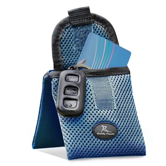 Running Buddy Magnetic Buddy Pouch - Mini | Beltless, Chafe & Bounce Free | Water-Resistant & Magnetic Closure | For Running, Walking, Traveling & More | For Men & Women | 3-3/4&rdquo; Long x 4&rdquo; Wide | Blue {1}