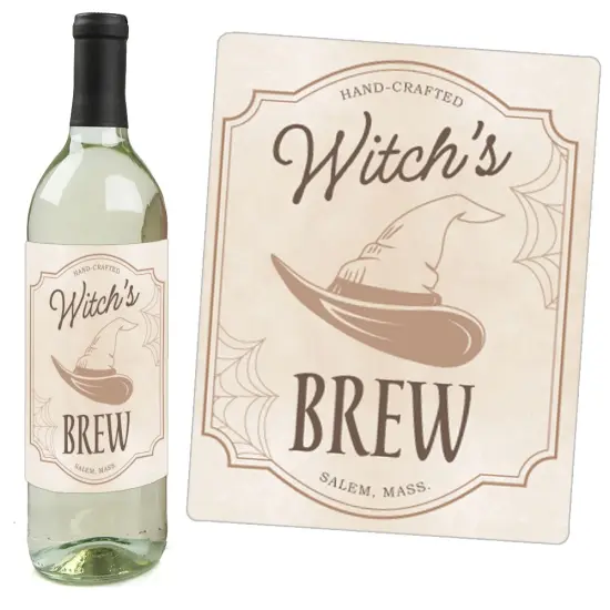 Big Dot of Happiness Vintage Halloween Wine Labels, Spooky Apothecary Decorations for Women and Men, Halloween Wine Bottle Label Stickers - Set of 4 {5}