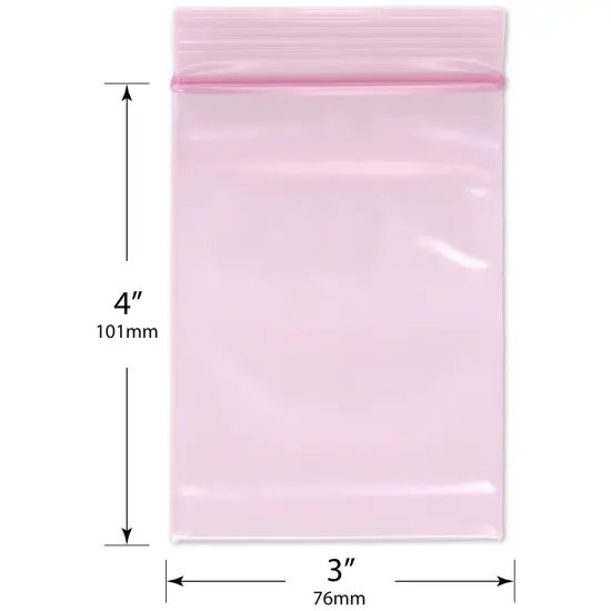 Plymor 3" x 4" (Pack of 100), 4 Mil Heavy Duty Anti-Static Zipper Reclosable Plastic Bags {3}