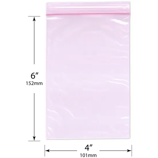 Plymor 4" x 6" (Pack of 100), 2 Mil Anti-Static Zipper Reclosable Plastic Bags {3}