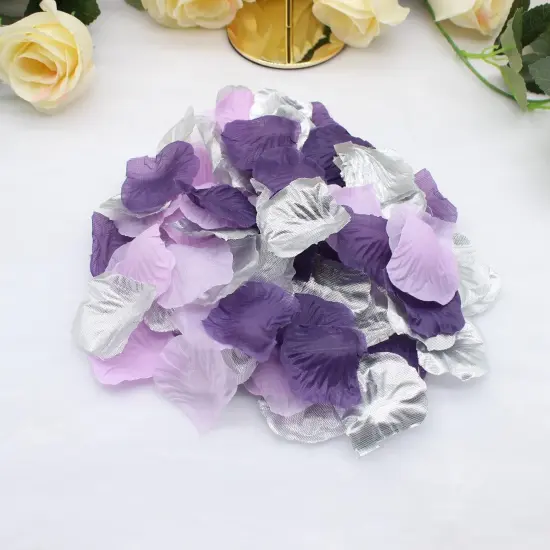 1000PCS Purple Lavender Silver Silk Rose Petal Violet Lilac Silver Artificial Flower Petal for Wedding {5}