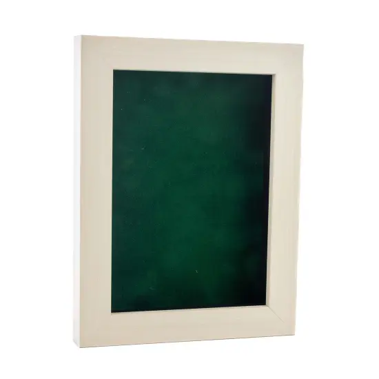 Natural Whitewash Wood Shadow Box Frame with Acrylic Front - Forest Green Suede Backing, 30 Sizes {2}