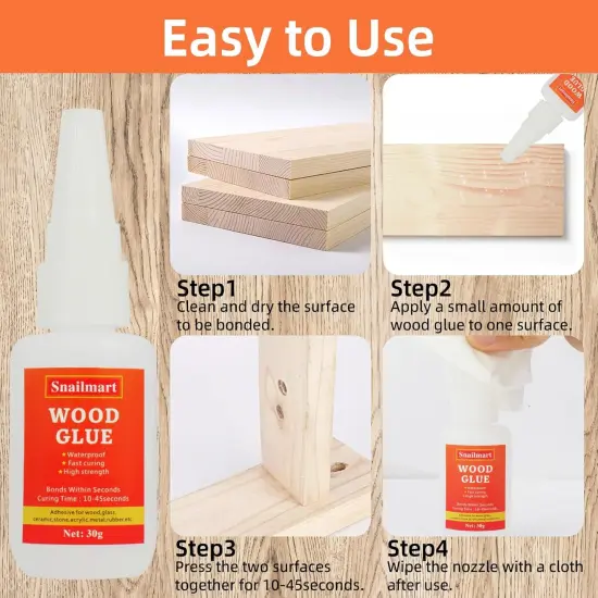 Wood Glue,90g Clear Carpenter Glue,Super Glue for Wood, Fast Drying Wood Glue for Craft, Metal,Furniture, Wood, and DIY(Pack of 3) {5}