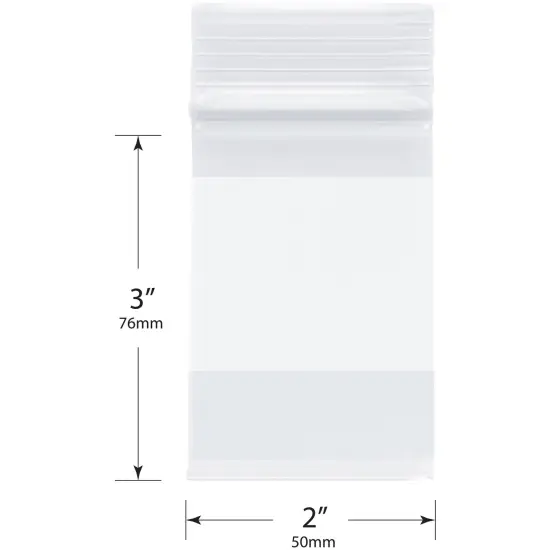 Plymor 2" x 3", 4 Mil with White-Block Heavy Duty Zipper Reclosable Plastic Bags {3}