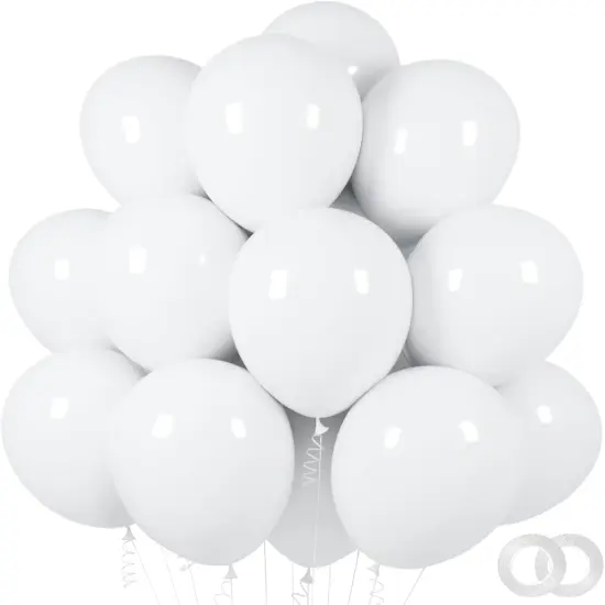 White Balloons 100 Pack 12 Inch White Latex Party Balloons with 2 Rolls of Ribbon Pastel White Helium Balloons for Wedding Birthday Party Baby Shower Engagement Anniversary Party Decorations {1}
