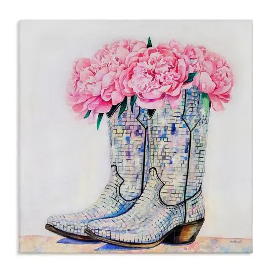 Stupell Industries Floral Shimmering Cowgirl Boot Canvas Design by Amanda Greenwood {1}