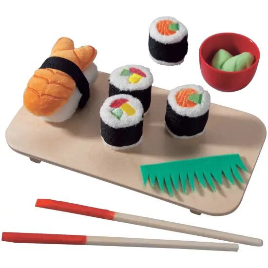HABA Soft Sushi with Child-Sized Chopsticks & Serving Board Play Food Set - Pretend Play for Toddlers 3-5 and Kids Cooking Sets for Aspiring Chefs Multicolor {1}