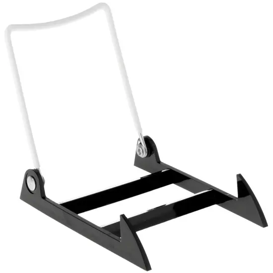 Gibson Holders 2PL Adjustable White Wire and Black Acrylic Display Easel, 3.875" W x 5.375" D x 4.75" H {1}