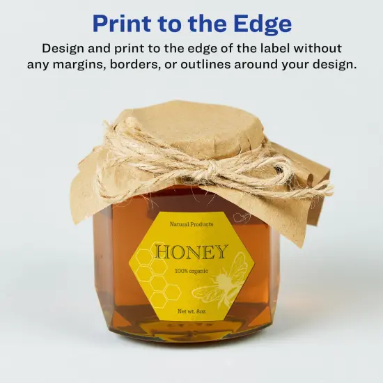 Avery Glossy White Hexagon Labels with Sure Feed, 2-1/2" x 2-57/64" {3}