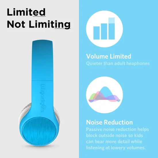 LilGadgets Connect+ Style On-Ear Kids Headphones with Microphone - SharePort Technology, SoftTouch Padding, Detachable Cable, Noise Reduction, Durable & Adjustable - Blue, Ages 3-14 {4}