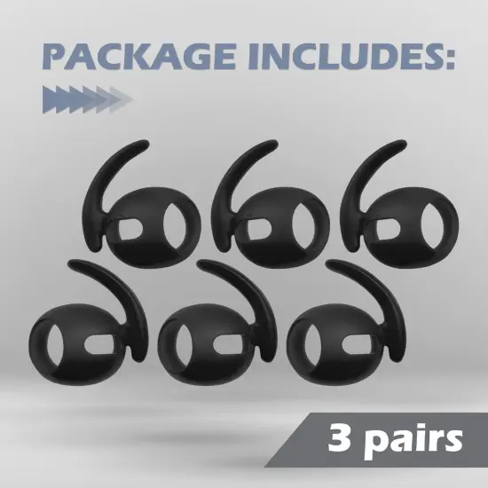Insten 3 Pairs Ear Hooks Compatible with AirPods 1 & 2 Earbuds, Anti-Lost EarHooks Accessories, Comfortable Soft Silicone Covers, with Storage Box (Not Fit in Charging Case) Black {6}