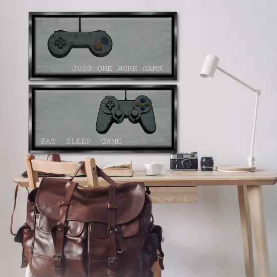 Stupell Industries Gamer Phrases on Grey 2pc Floating Frame Set Design by Kim Allen {2}