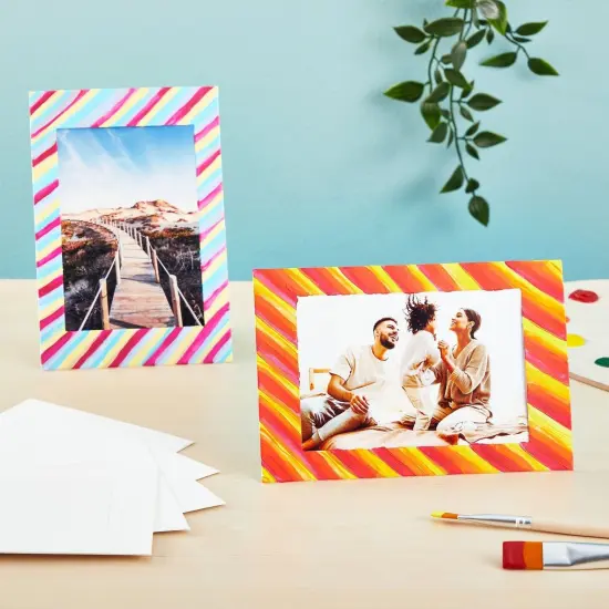 50 Pack White Paper Picture Frames for 4x6 Inserts, Cardboard Photo Easels for DIY, Classroom Crafts {5}