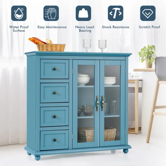 Costway Buffet Sideboard Table Kitchen Storage Cabinet w/ Drawers & Doors White\Blue\Green {6}