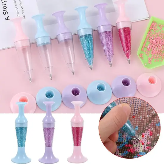 Pink 5D Diamond Pen for Painting Pen, Flower Pot Shaped Comfort Grip Standable Ergonomic Point Drill Pen for Painting and Nail Art,Diamond Pen for Painting Kits and Accessories {3}